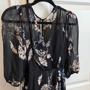 Calvin Klein Floral Sheer Black Dress